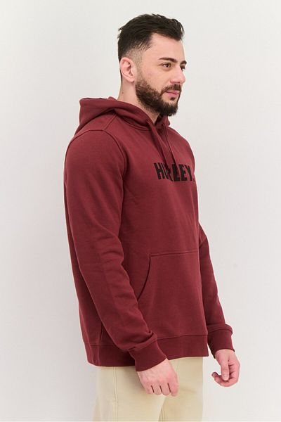 Hurley Men Hooded Brand Logo Long Sleeves Sweatshirts, Maroon
