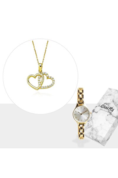 Glorria Altın Kalp Kolye - Hediye Seti - Vk0417-hs