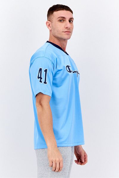 Champion Men Custom Fit Short Sleeve Glen Rice Basketball Jersey, Blue