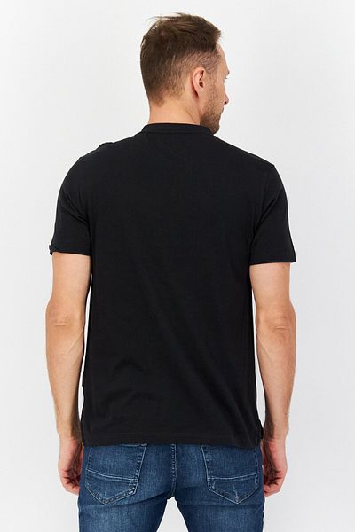 Vince Camuto Men Round Neck Short Sleeves Plain Henley Shirt, Black
