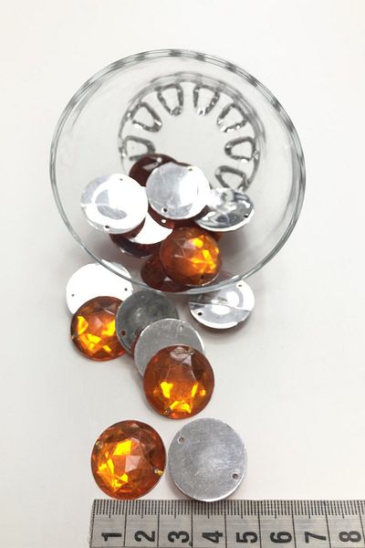 Hayalperest boncuk Orange Round Plastic Strut Stone 10 Pieces