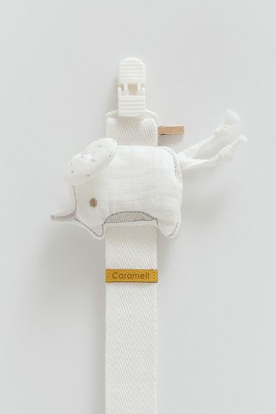 Caramell Gray Pacifier Strap for Newborn Babies 0-18 Months - Compatible with Elephant Figure