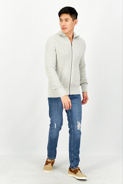 CELIO Men Turtle Neck Long Sleeve Textured Sweater, Grey