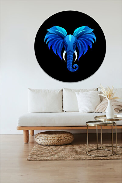 KOSS Dijital Autocolant rotund cu portret de elefant albastru, autocolant în ...