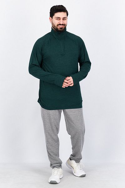 gaiam Men Sportswear Fit 1/4 Zip Long Sleeve Training T Shirt, Sage Green