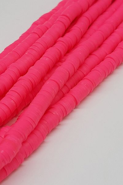 Hayalperest boncuk Neon Fuchsia Fimo Dough Bead 6mm
