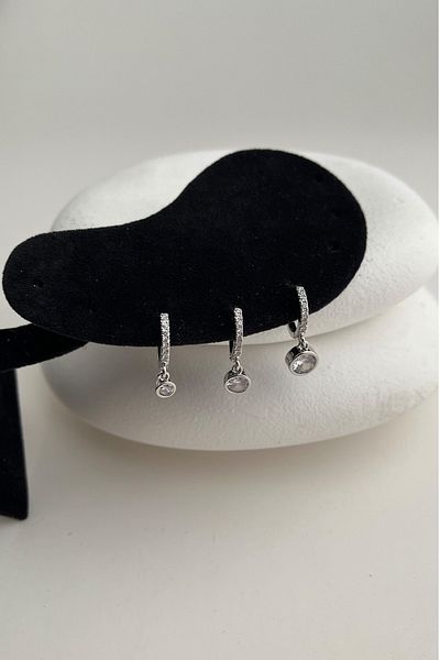 Modex Round Jewelled Triple Hoop Earrings