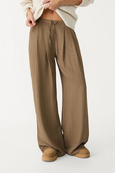 Stradivarius Textured drawstring trousers