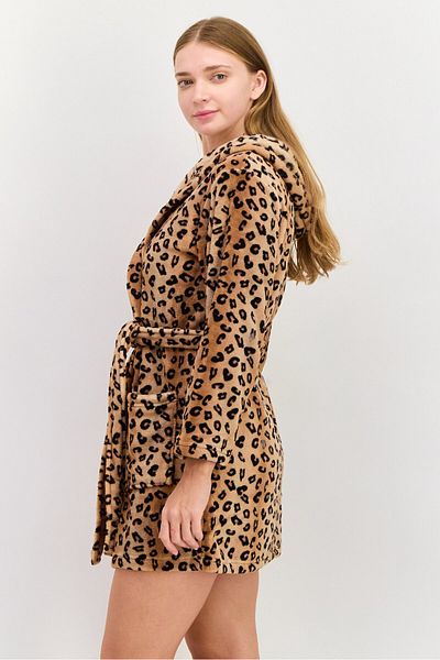 Brave Soul Women Animal Print Belted Sleepwear Gown, Multicolor