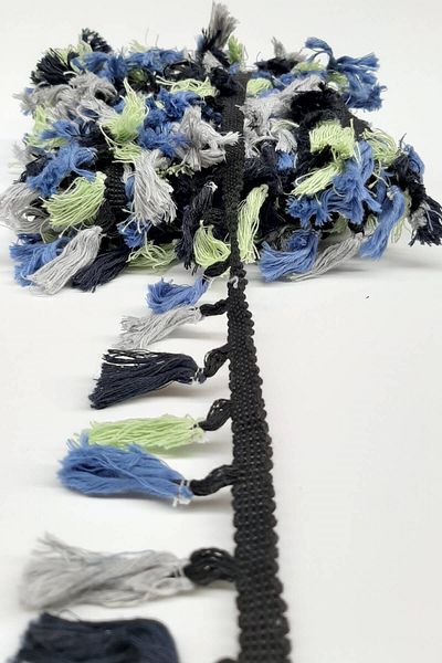 Hayalperest boncuk Green Gray Black Cotton Fringe - Tassel Detailed