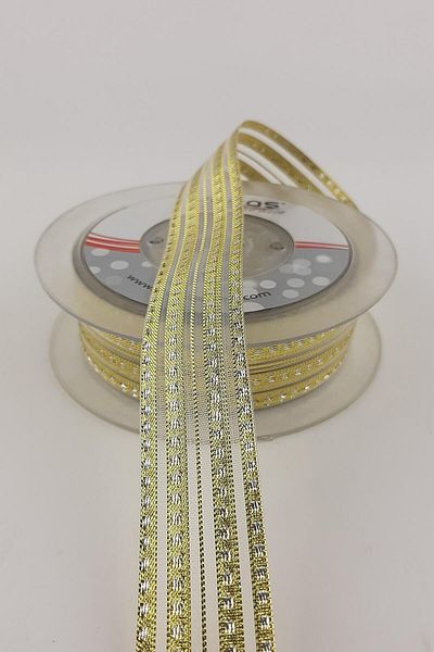 Hayalperest boncuk Κίτρινη Ασημί Fancy Glitter Κορδέλα Σιφόν 25 Mt