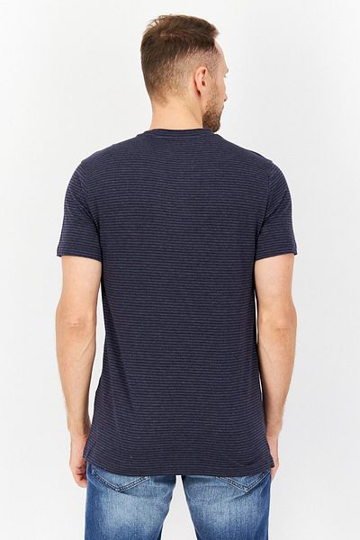 Kenneth Cole Men Crew Neck Short Sleeve Stripe T Shirt, Navy