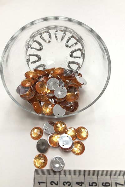 Hayalperest boncuk 20 gr Round Sewing Stone - Orange Plastic