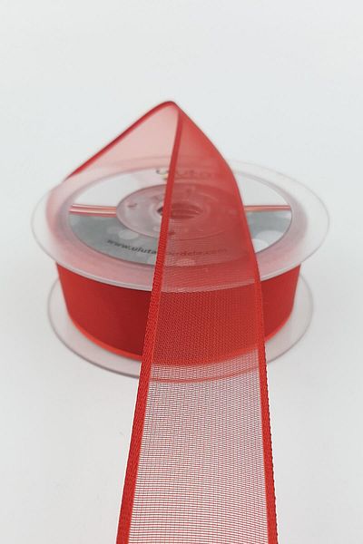 Hayalperest boncuk Κόκκινη ίσια κορδέλα σιφόν 2,5 cm 20 Mt