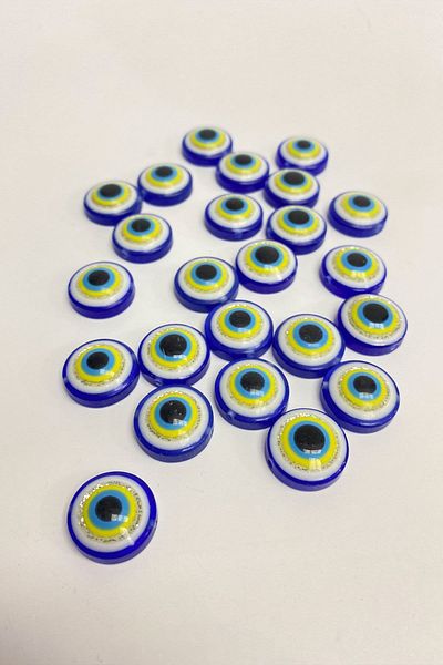 Hayalperest boncuk Gold Glitter Stitched and Pasted Evil Eye Bead
