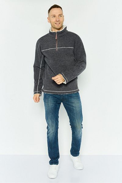 True Grit Men Textured Bomber Jacket, Charcoal