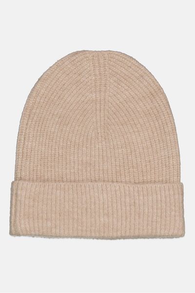 French Connection Women Textured Knitted Beanie, Beige