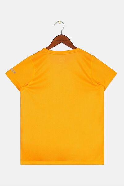 Asics Kids Girl Short Sleeve Brand Logo Sportswear Tee, Neon Orange Combo