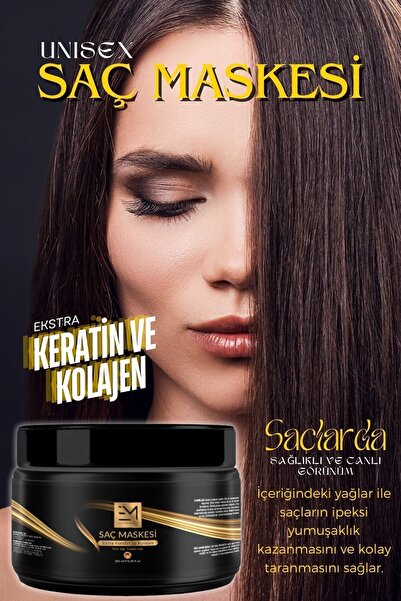 EM AMANOS BEAUTY Saç Maskesi Unisex Hızlı Saç Uzatma Etkili Doğal Yağlar İçeren Ekstra Keratin Kolajen Onarıcı Bakım