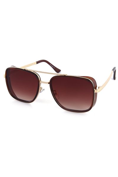 Di Caprio Brown Closed Sides Iconic Square Model Unisex Sunglasses