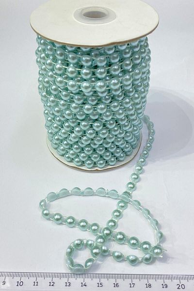 Hayalperest boncuk Light Blue Plastic Ribbon - Half Pearl 8mm, 10m