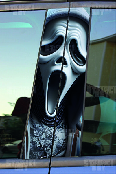 STİCKERCI BEY ÇIĞLIK MASKE Kapı Direk Kaplama Folyosu BASKILI STİCKER Sağ-Sol 2 Adet 22*50 CM