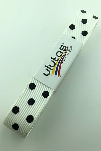 Hayalperest boncuk Κρεμ Μαύρη Πουά Κορδέλα Grosgrain 2,5 εκ