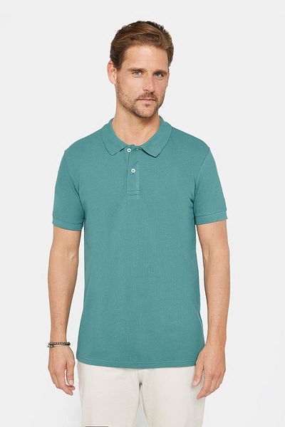 Tudors Ανδρικό μπλουζάκι Slim Fit Slim Fit 100% βαμβακερό απλό πικέ μπλε γιακά μπλουζάκι πόλο