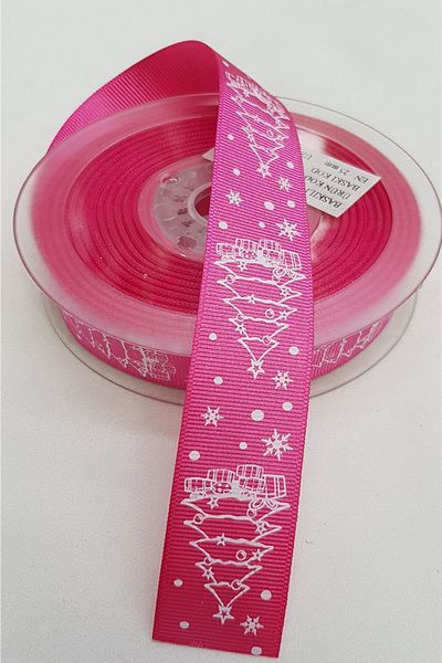 öz-iş Σκούρο ροζ Πρωτοχρονιάτικη κορδέλα Grosgrain 2,5 εκ