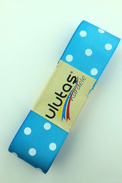 Hayalperest boncuk Τυρκουάζ Λευκή Πουά Κορδέλα Grosgrain 4 εκ