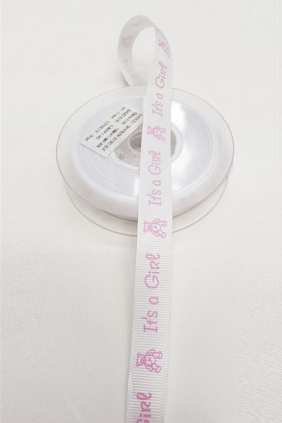 Hayalperest boncuk Λευκό Χρώμα Ροζ Γραπτό Grosgrain Κορδέλα με θέμα το μωρό 1,5 cm
