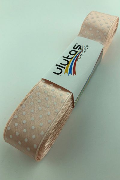 Hayalperest boncuk Panglică Satină Cu Buline Somon 2,5 Cm