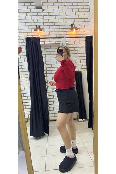 TUBA TOPTAŞ Double Layered Square Collar Crop