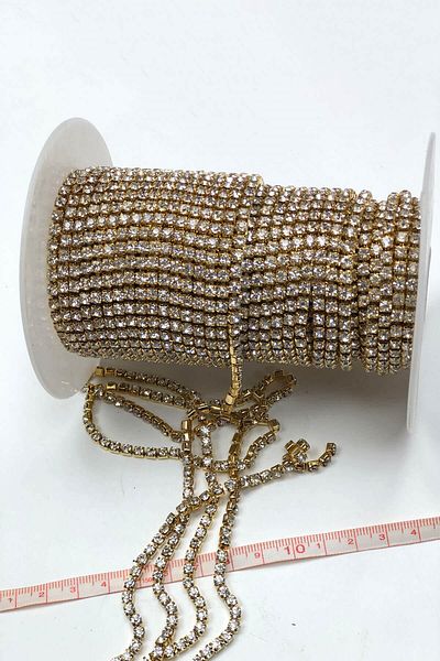 Hayalperest boncuk Gold Yellow Crystal Stone Metal Slot Ribbon 20 Meters 16 Mm