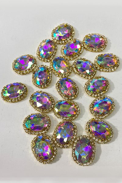 Hayalperest boncuk Janjanlı Gold Case Oval Strut Stone 5 Pieces
