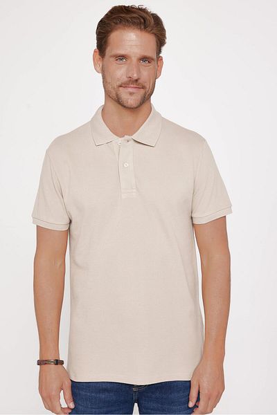 Tudors Ανδρικό μπλουζάκι με γιακά ανδρικό Slim Fit Slim Fit 100% βαμβακερό απλό πικέ πέτρα χρώματος