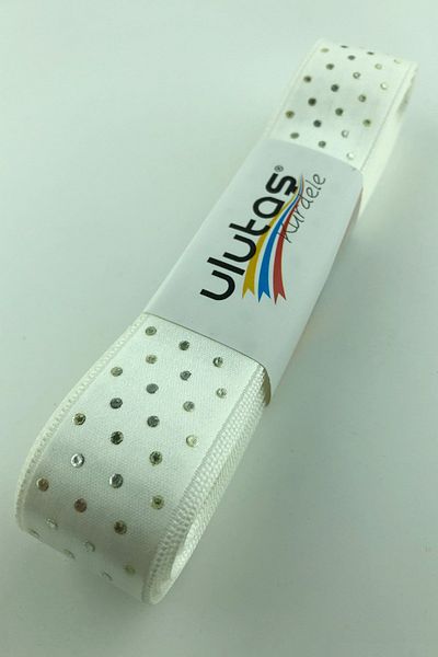 Hayalperest boncuk Panglică Satin Imprimată Foi de Argintă cu buline 2,5 Cm