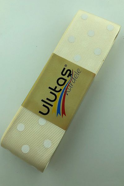 Hayalperest boncuk Σκούρο Κρεμ Λευκό Πουά Κορδέλα Grosgrain 4 εκ