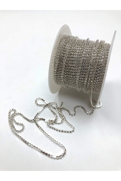 Hayalperest boncuk Altın Sarısı Kristal Taşlı Metal Yuvalı Şerit 50 metre 8mm