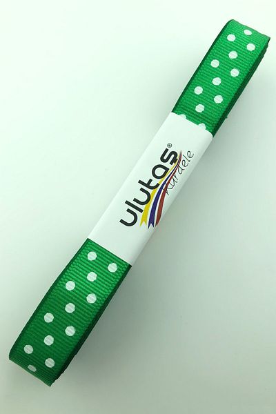 Hayalperest boncuk Πράσινη πουά κορδέλα Grosgrain 1,5 εκ