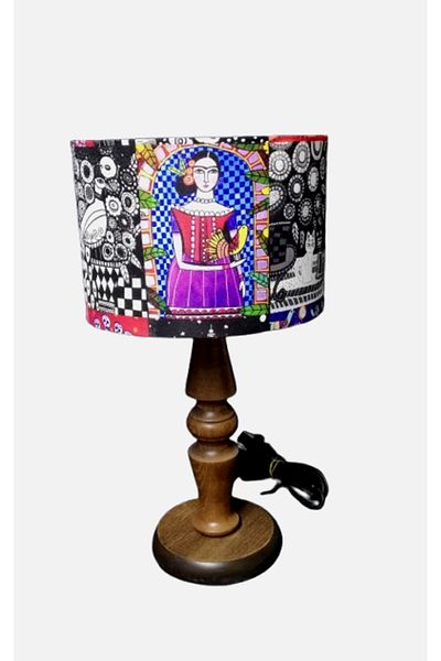 TEKAY AYDINLATMA Bedroom Lampshade with Wooden Legs