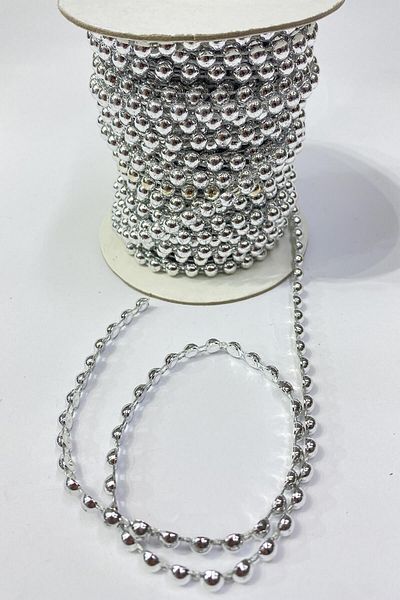 Hayalperest boncuk Ασημένια πλαστική ταινία 6 mm 10 Mt - Half Pearl