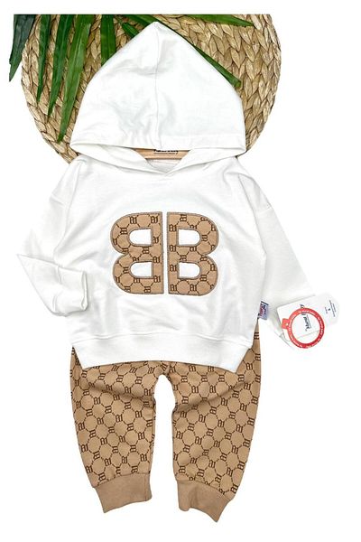 Murat Baby Unisex Kids Bb Letter Printed Cotton Top and Bottom Set