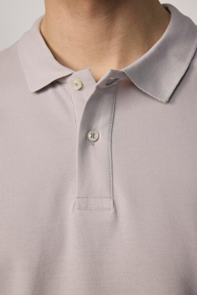 Tudors Men's Slim Fit Slim Fit 100% Cotton Plain Pique Stone Color Polo Collar T-Shirt