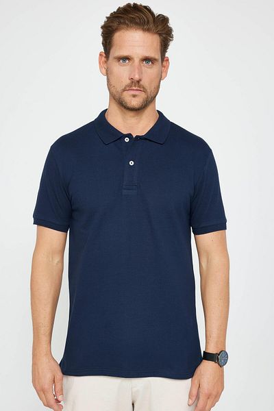 Tudors Ανδρικό T-Slim Fit Slim Fit 100% βαμβακερό απλό πικέ μπλουζάκι με γιακά πόλο