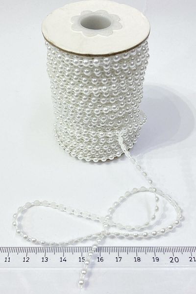 Hayalperest boncuk Λευκή Πλαστική Λωρίδα Half Pearl 4 Mm 10 Mt