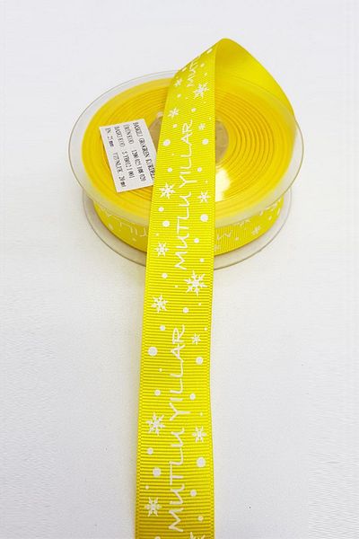 Hayalperest boncuk Κίτρινη Πρωτοχρονιάτικη Κορδέλα Grosgrain 2,5 εκ