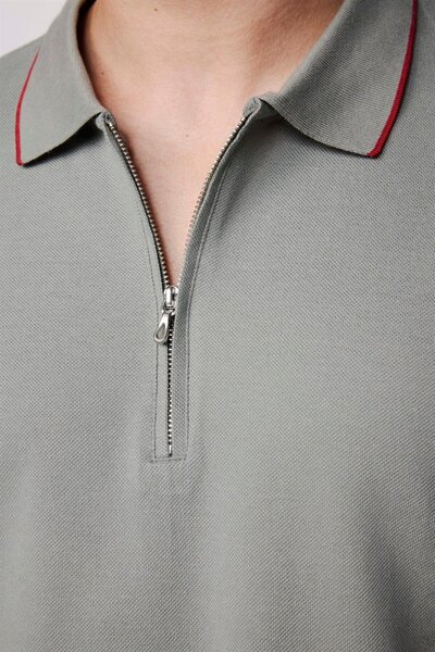 Tudors Ανδρικό μπλουζάκι πόλο με φερμουάρ, 100% βαμβακερό απλό πικέ γιακά