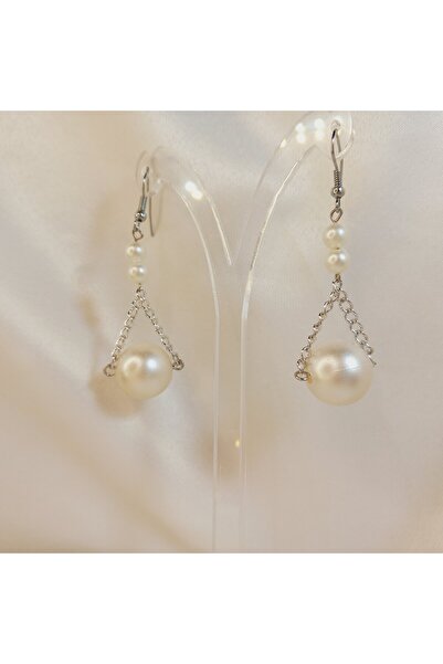 Crystal Atelier İnci Küpe Gümüş Kaplama Zincir Incili Küpe Büyük Inci Choker ...