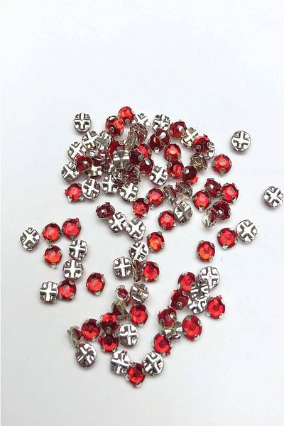 Hayalperest boncuk Red Color Small Case Planted Stone 25 Pieces